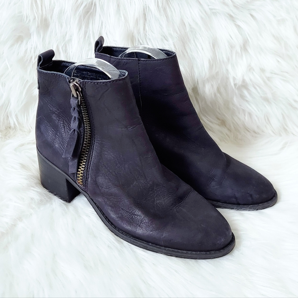 BP. Genuine Leather Block Heel Ankle Boots